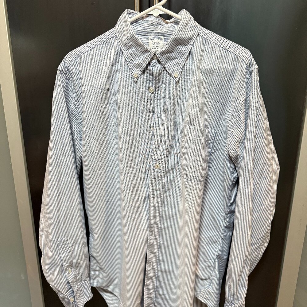 Brooks Brothers OCBD in blue bengal stripe Size L